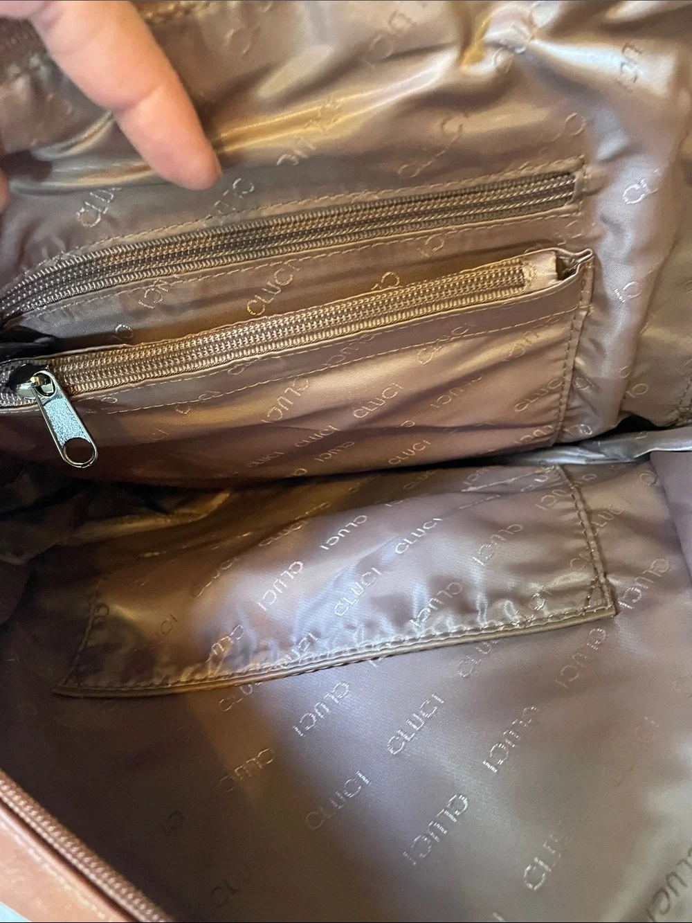 Brown Leather Backpack Handbag with Tassel Accent
